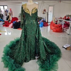 Custom Elegant Green Prom Dress
